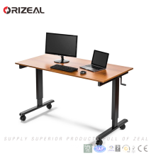 Manually height adjustable table/desk frame with two metal legs office used